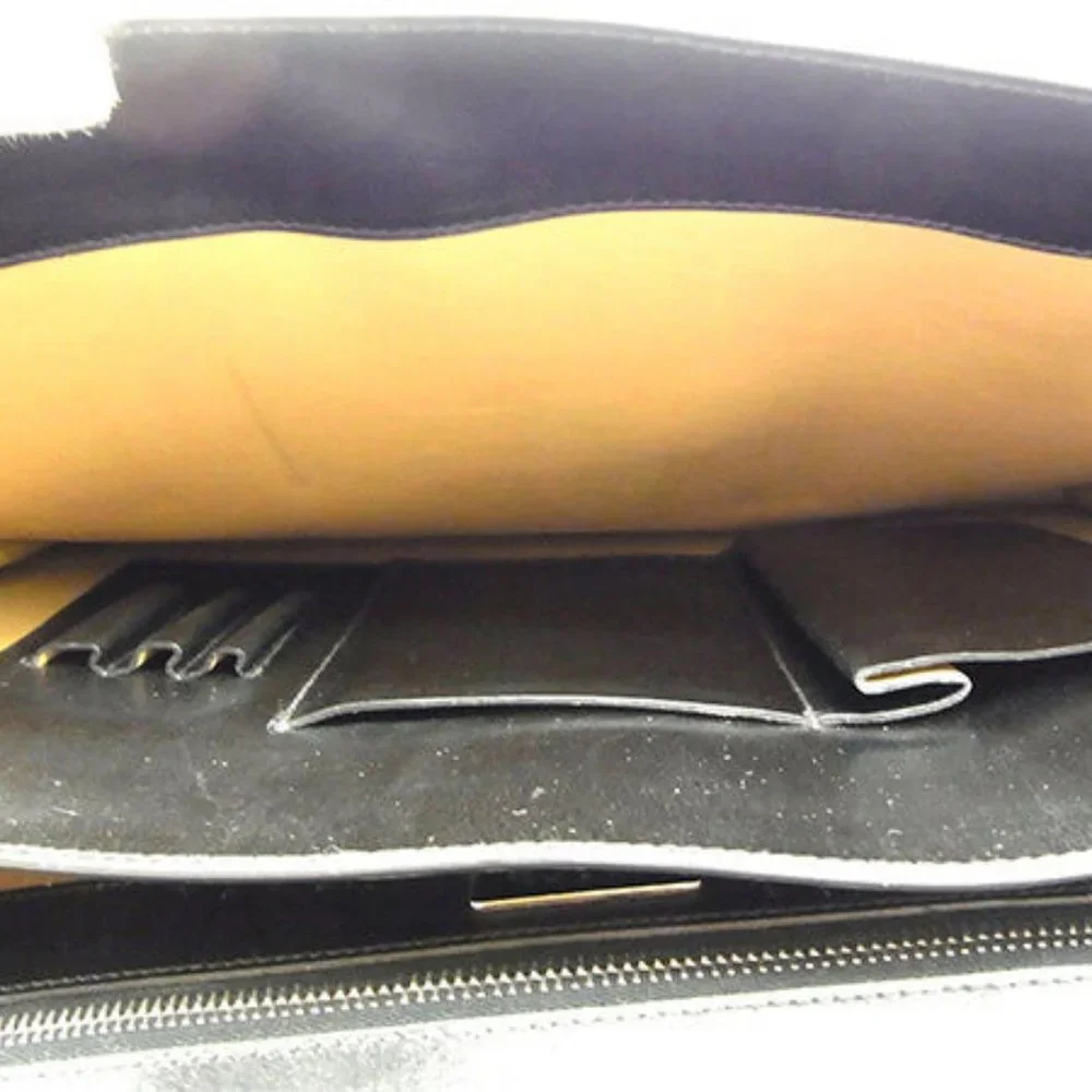 AUTH Prada Bag Briefcase Black Silver Mens